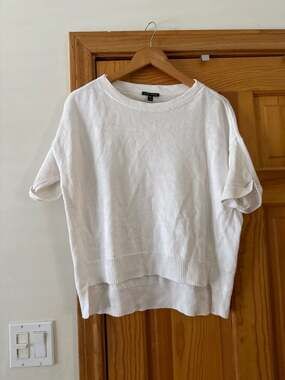 Eileen Fisher Organic Linen & Cotton Knit Short Sleeve Drop Shoulder Sweater